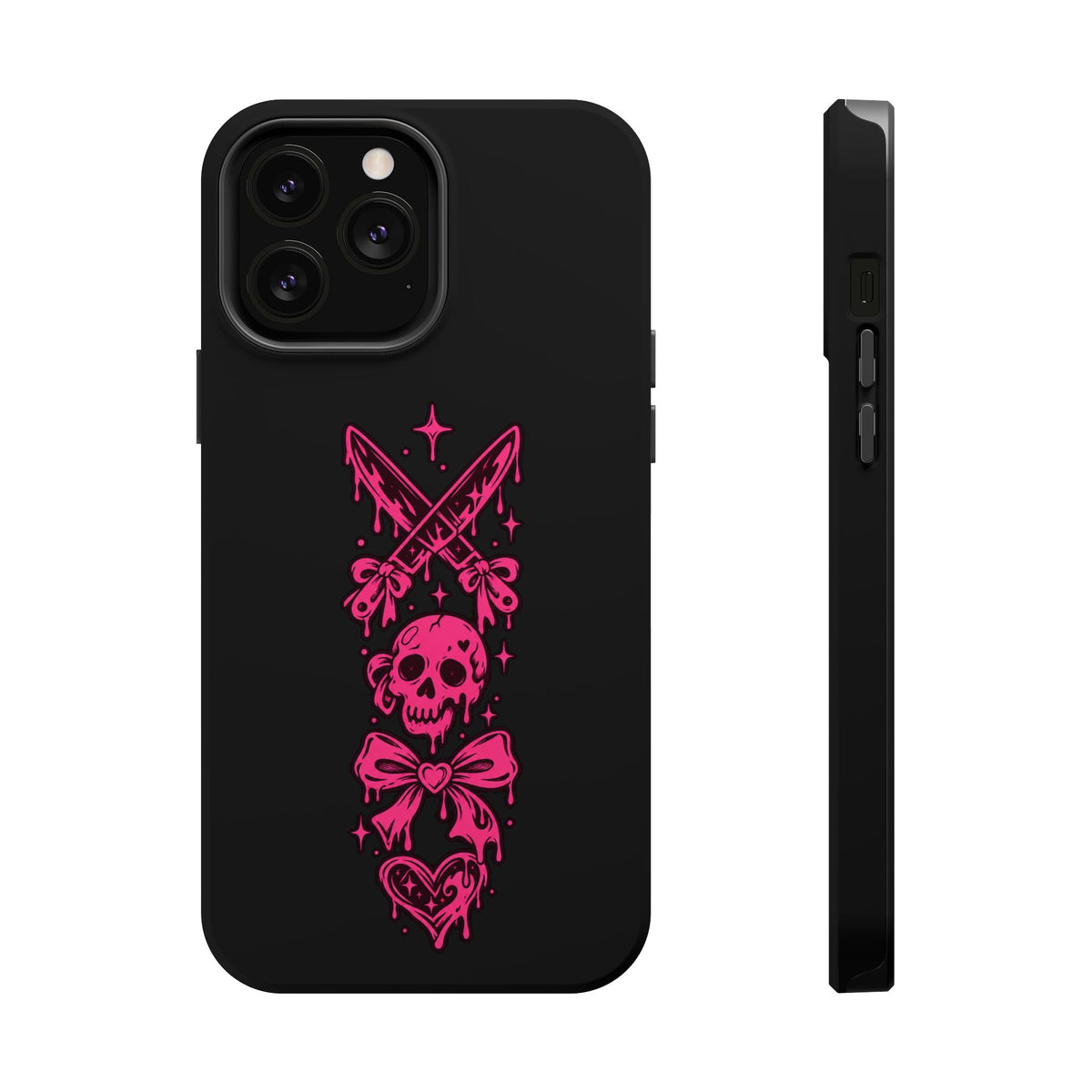 Pink Gothic Magnetic Impact Resistant Phone Case With Skull And Bows