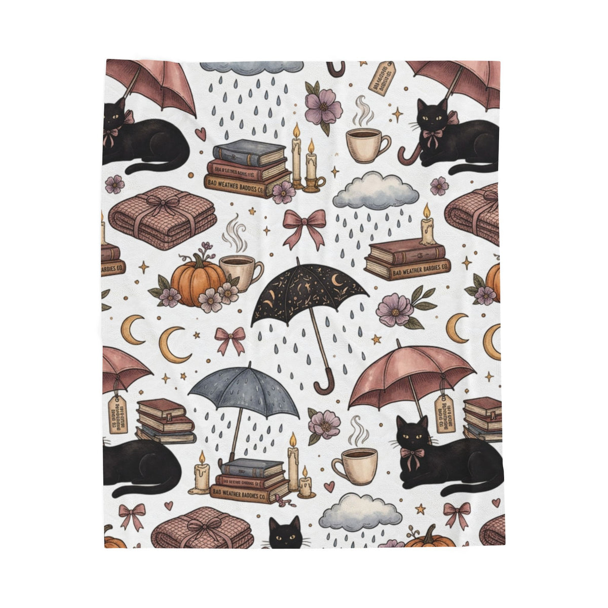 Witchy Black Cat Plush Blanket
