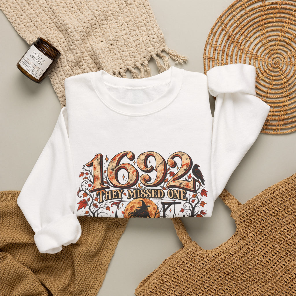 1692 They Missed One Witchy Salem Halloween Crewneck Sweatshirt