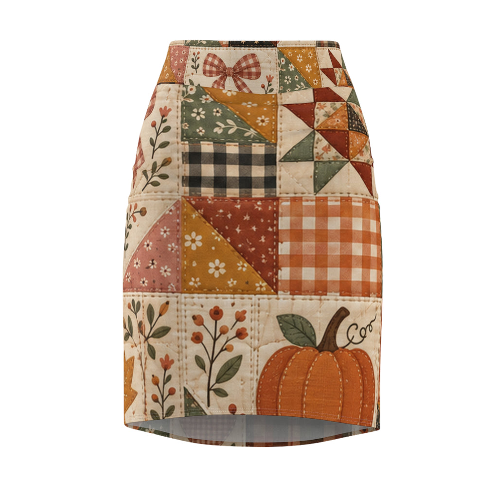 Faux Fall Patchwork Pencil Skirt