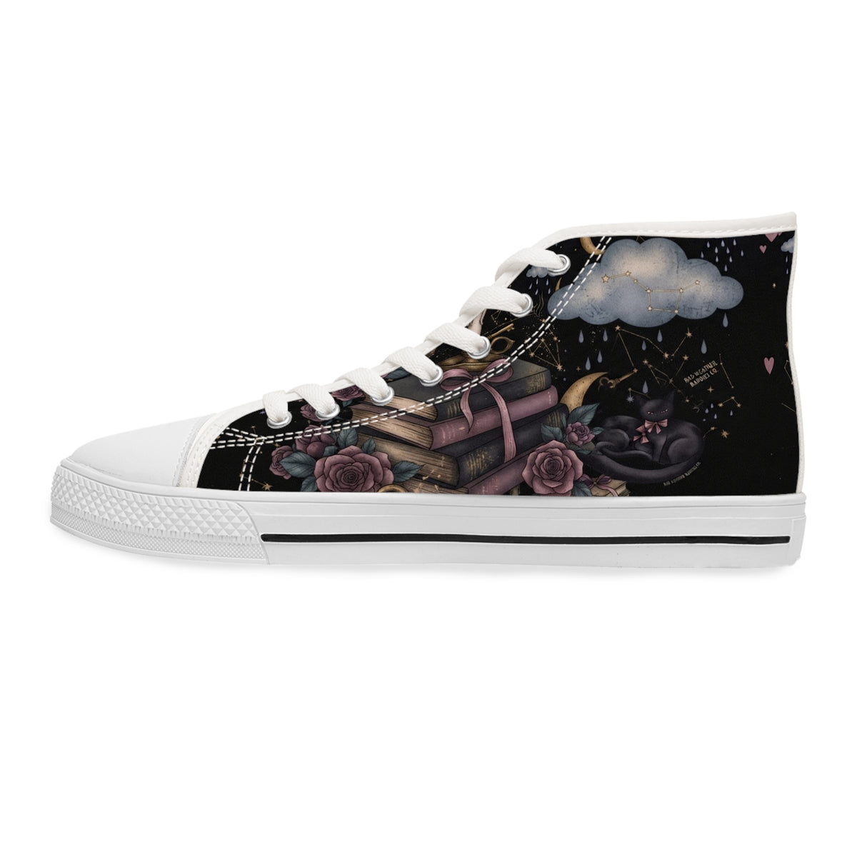 Witchy High Top Sneakers | Gothic Bookish Black Cat Celestial Shoes