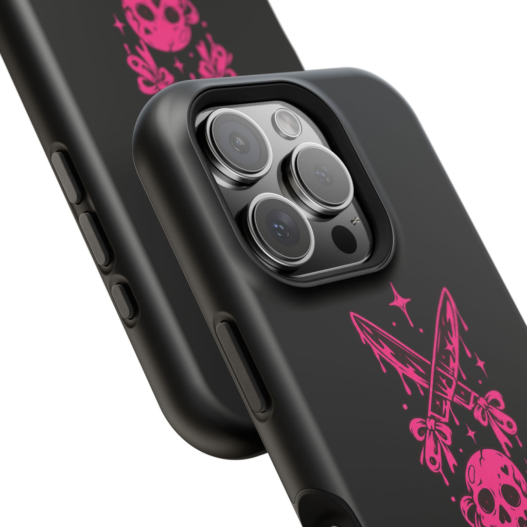 Pink Gothic Magnetic Impact Resistant Phone Case With Skull And Bows