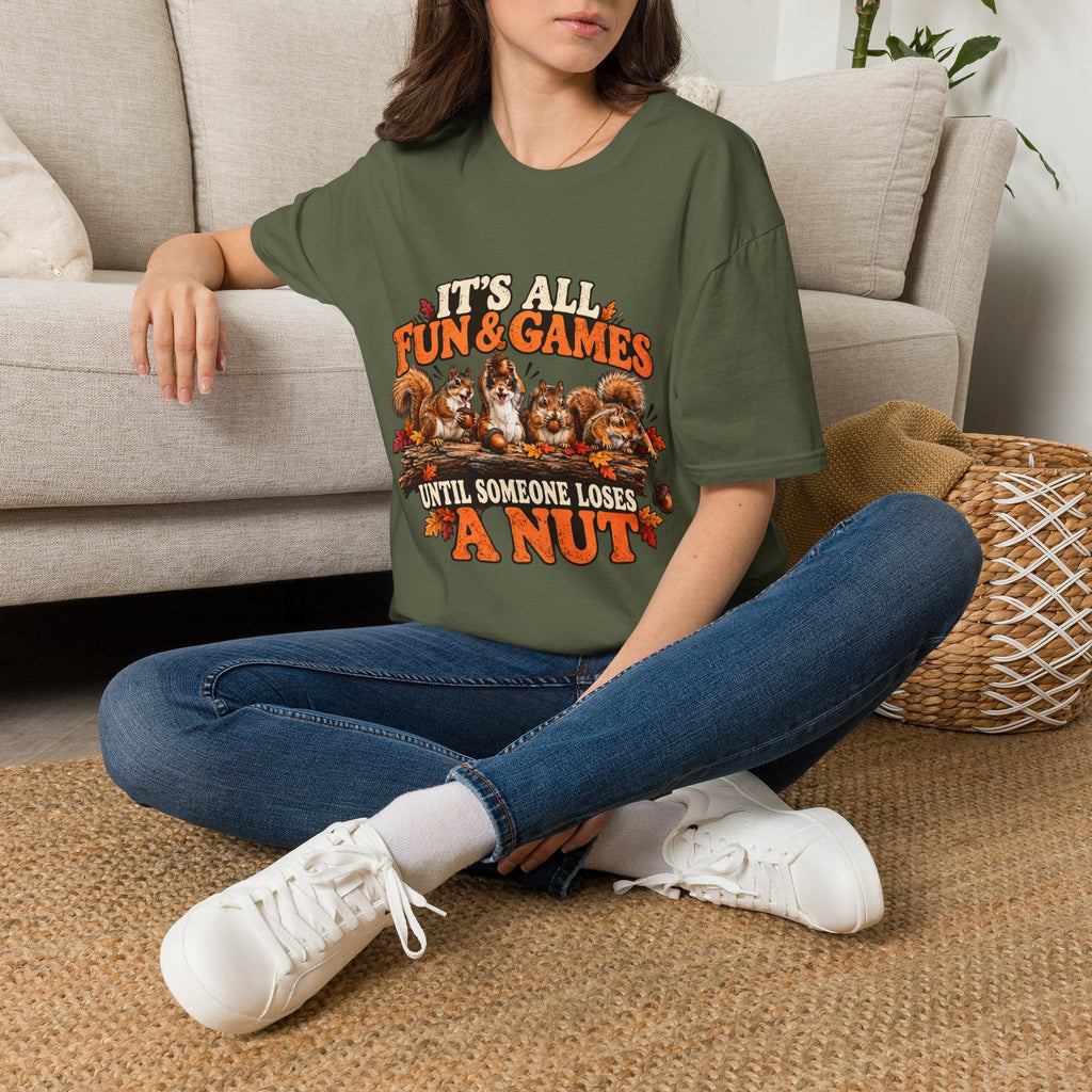 Funny Squirrel Fall T Shirt Its All Fun And Games Until Someone Loses a Nut