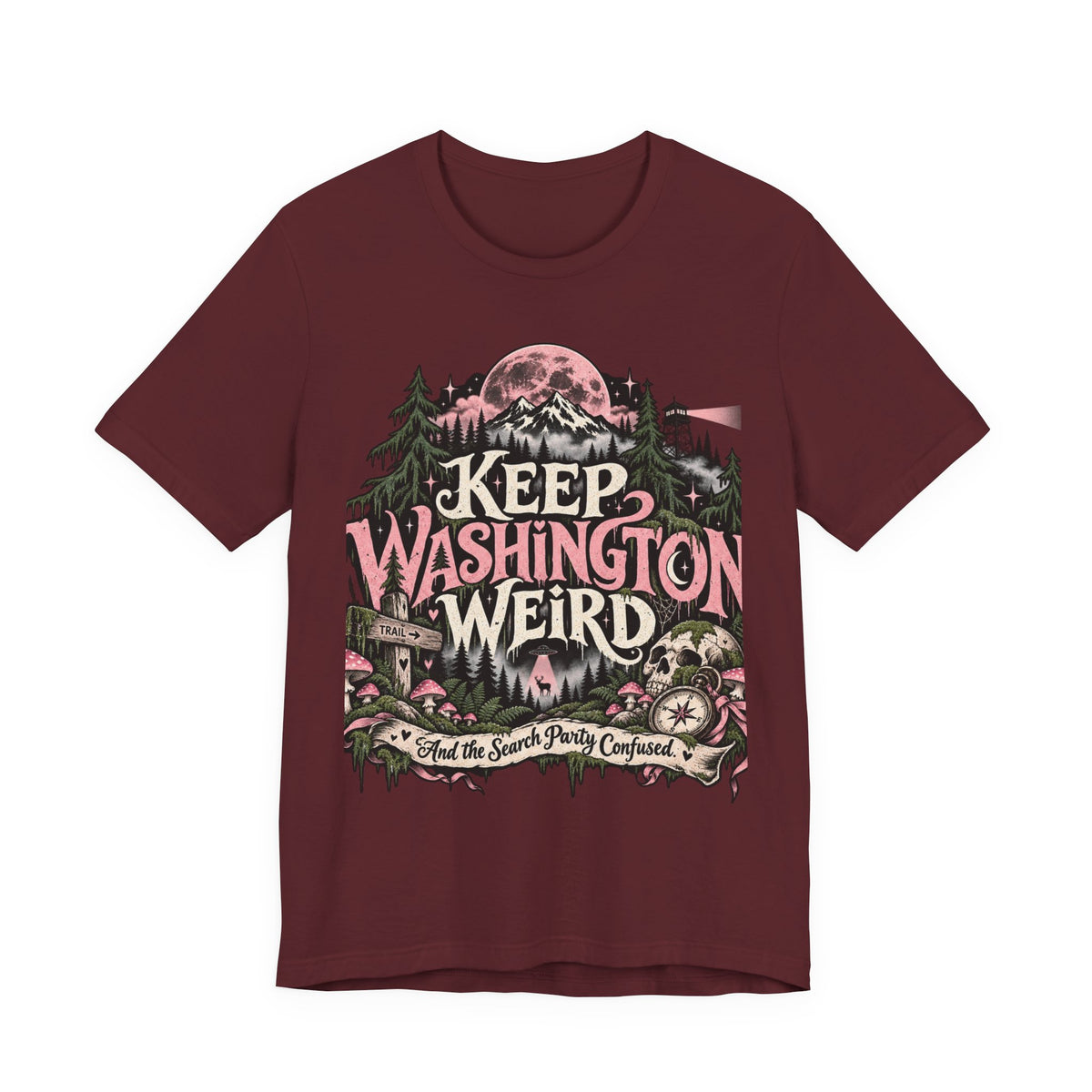 Keep Washington Weird Tee for PNW Cryptid Believers and Forest Wanderers