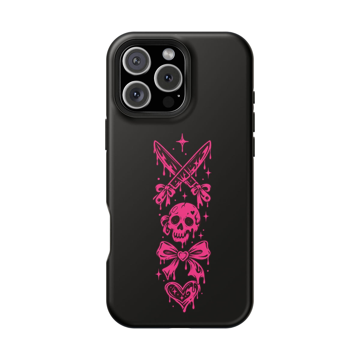 Pink Gothic Magnetic Impact Resistant Phone Case With Skull And Bows