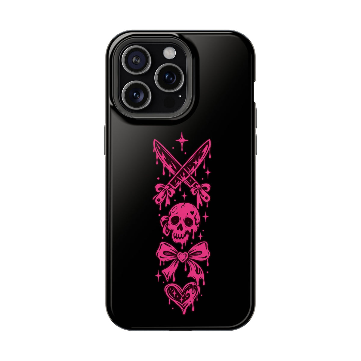 Pink Gothic Magnetic Impact Resistant Phone Case With Skull And Bows