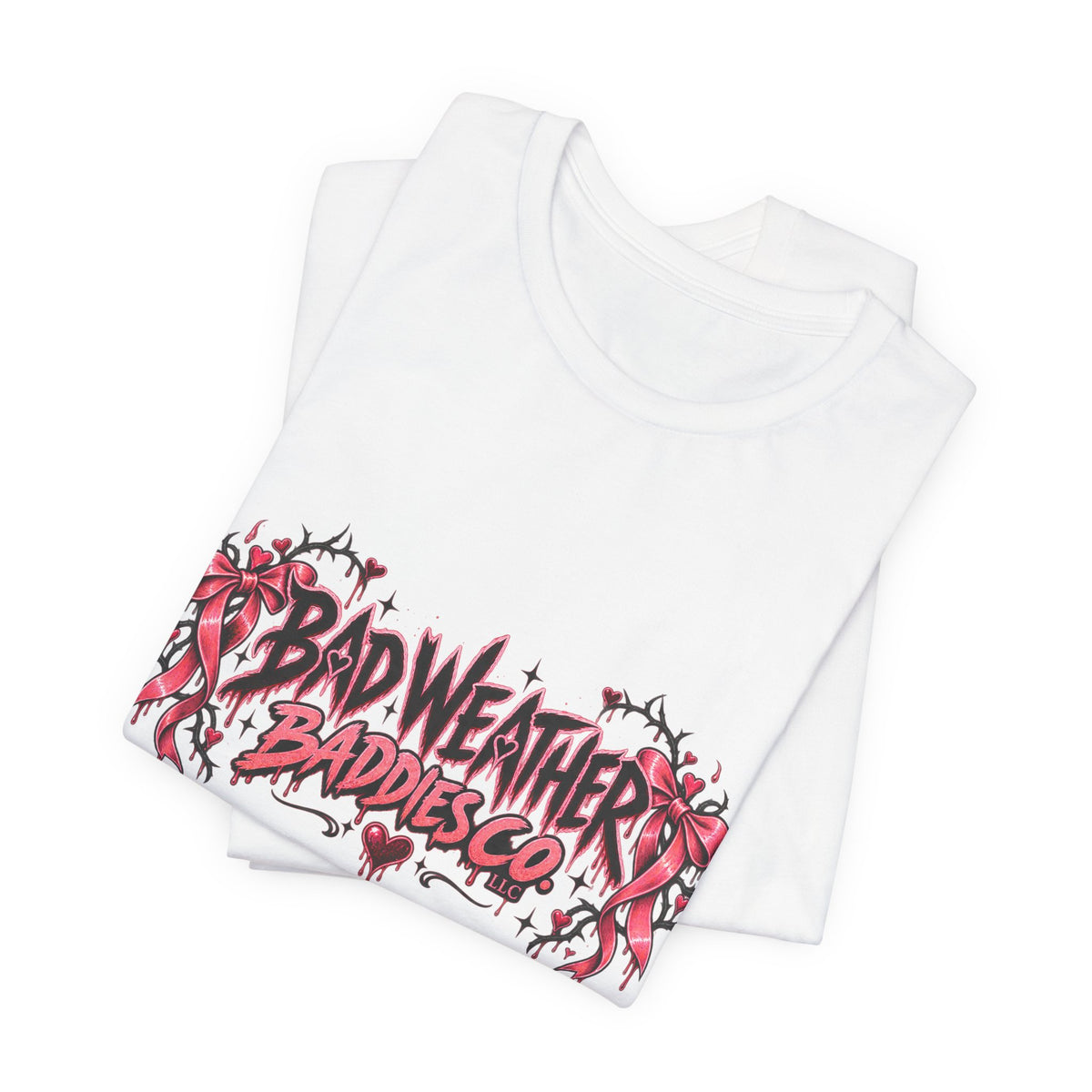 Bad Weather Baddies Co Gothic Pink Bow Signature Graphic Tee