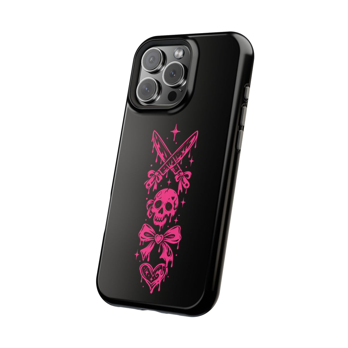 Pink Gothic Magnetic Impact Resistant Phone Case With Skull And Bows