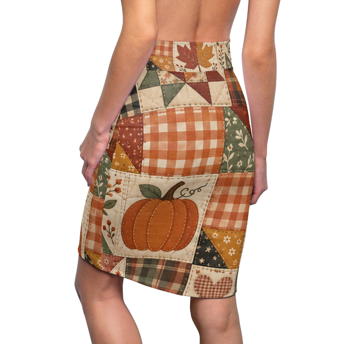 Faux Fall Patchwork Pencil Skirt
