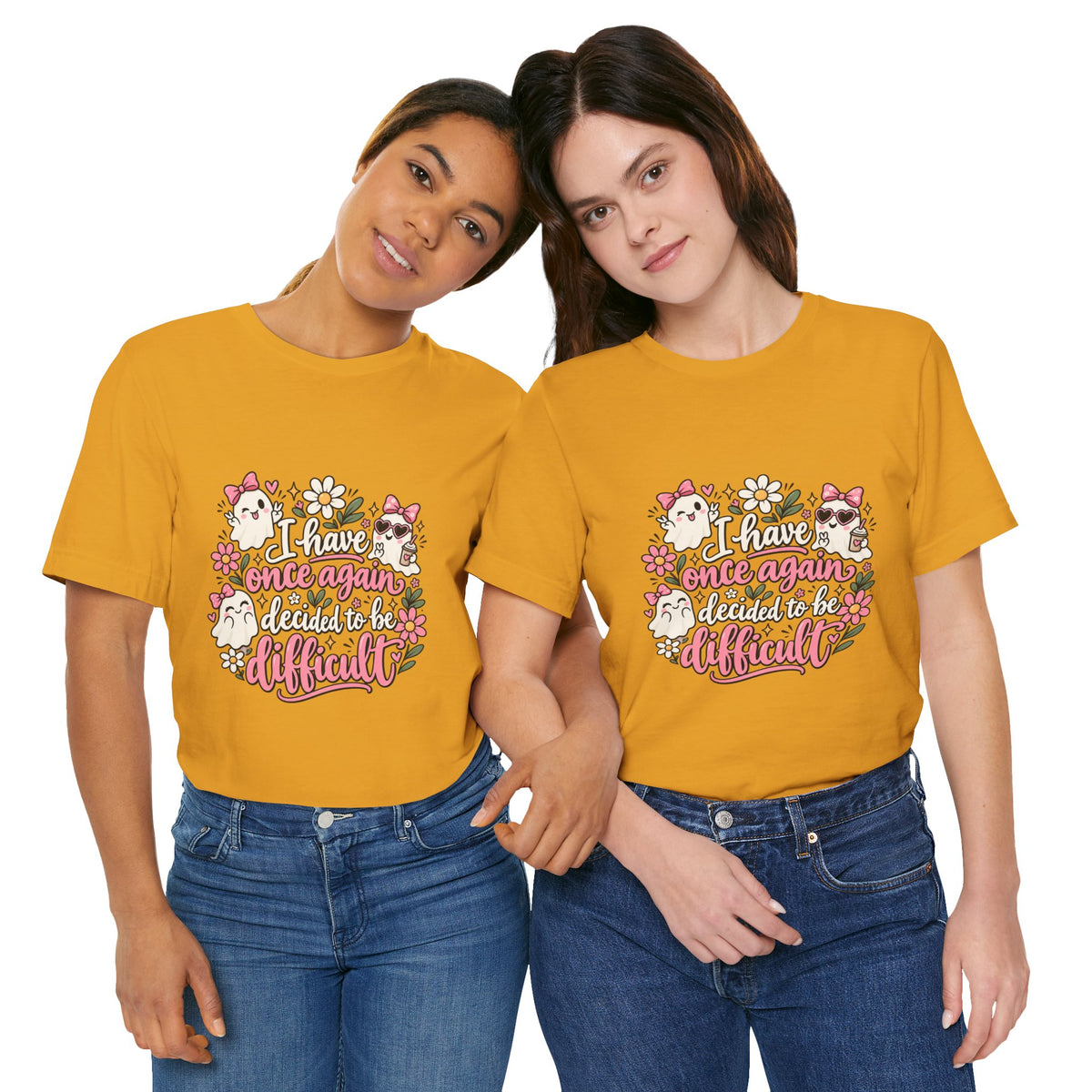 I Have Once Again Decided to Be Difficult Shirt | Cute Ghost Graphic Tee | Funny Sassy Floral Halloween T-Shirt