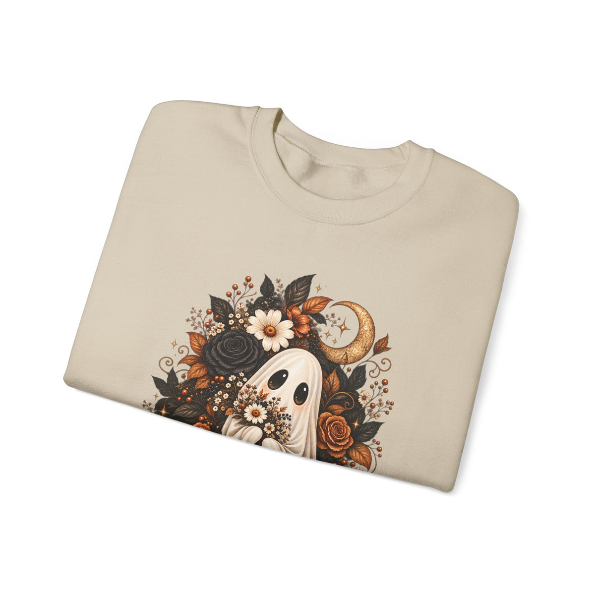 Unisex Autumn Ghost Floral Crewneck Sweatshirt With Spooky Fall Art