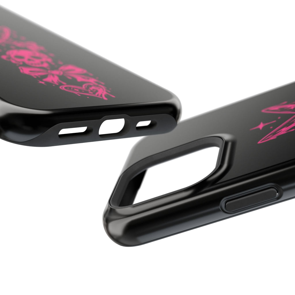 Pink Gothic Magnetic Impact Resistant Phone Case With Skull And Bows