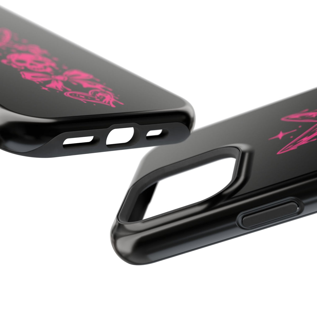 Pink Gothic Magnetic Impact Resistant Phone Case With Skull And Bows
