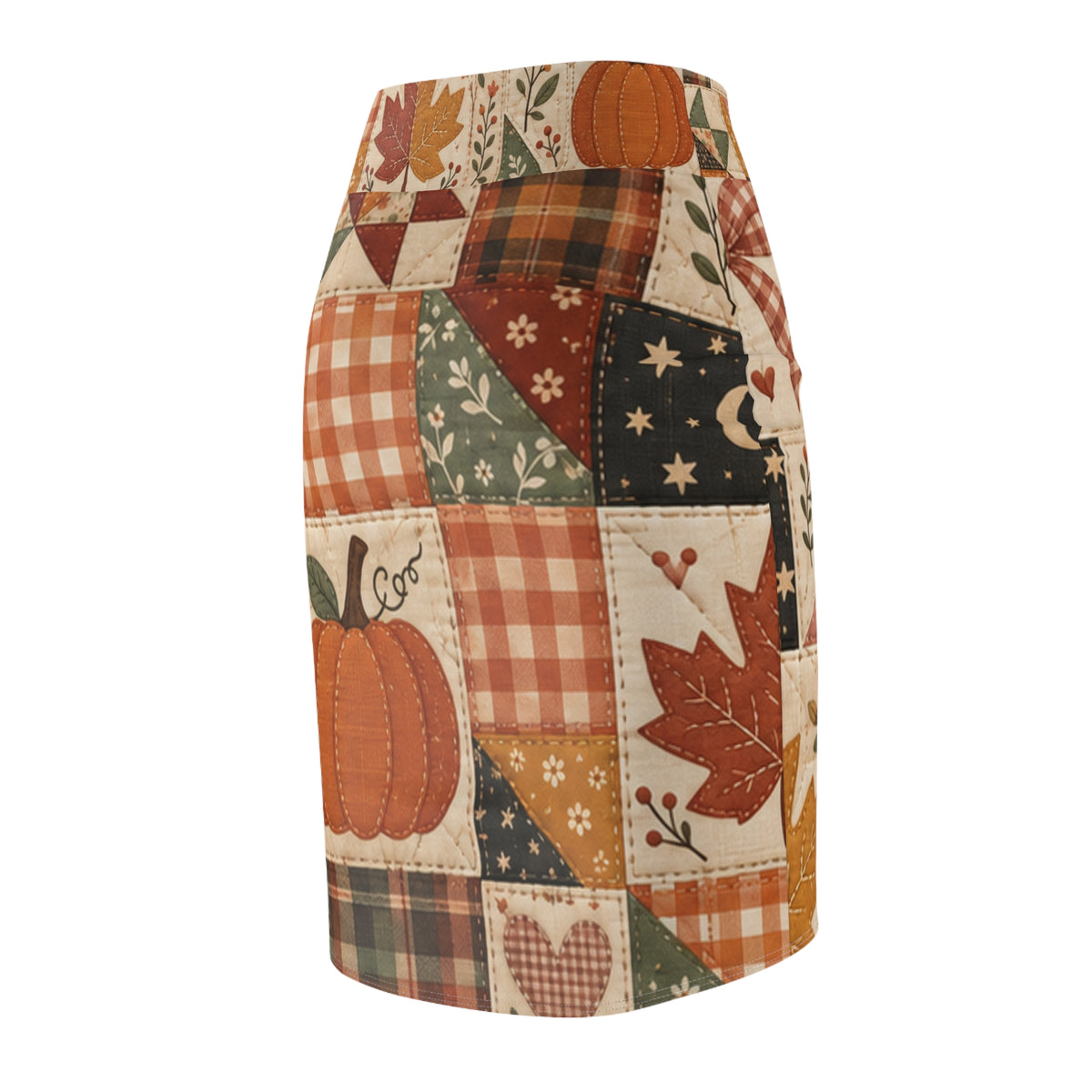 Faux Fall Patchwork Pencil Skirt