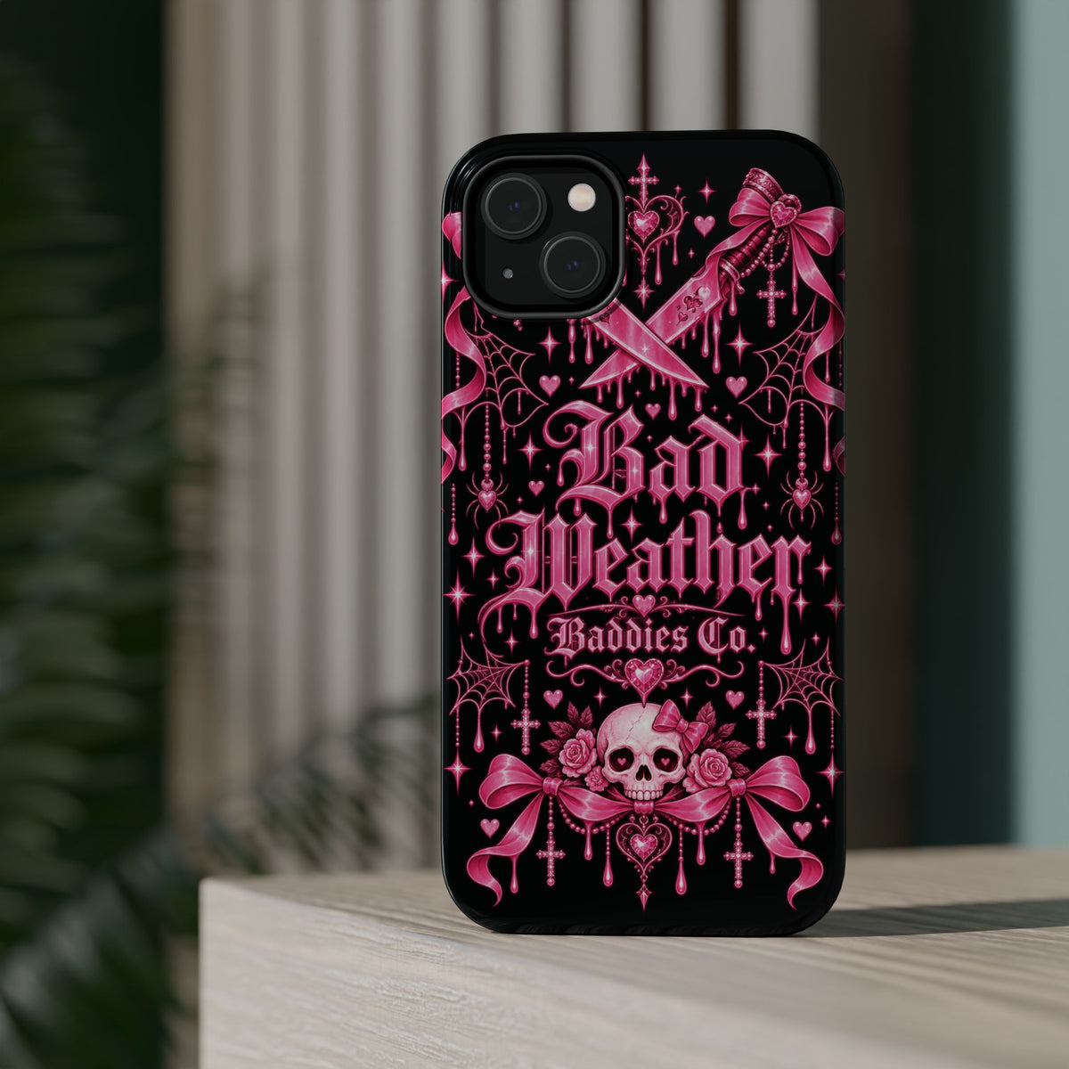 Pink Gothic Magnetic Phone Case With Impact Resistant Protection