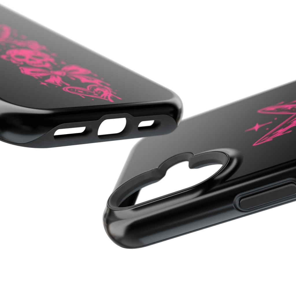 Pink Gothic Magnetic Impact Resistant Phone Case With Skull And Bows