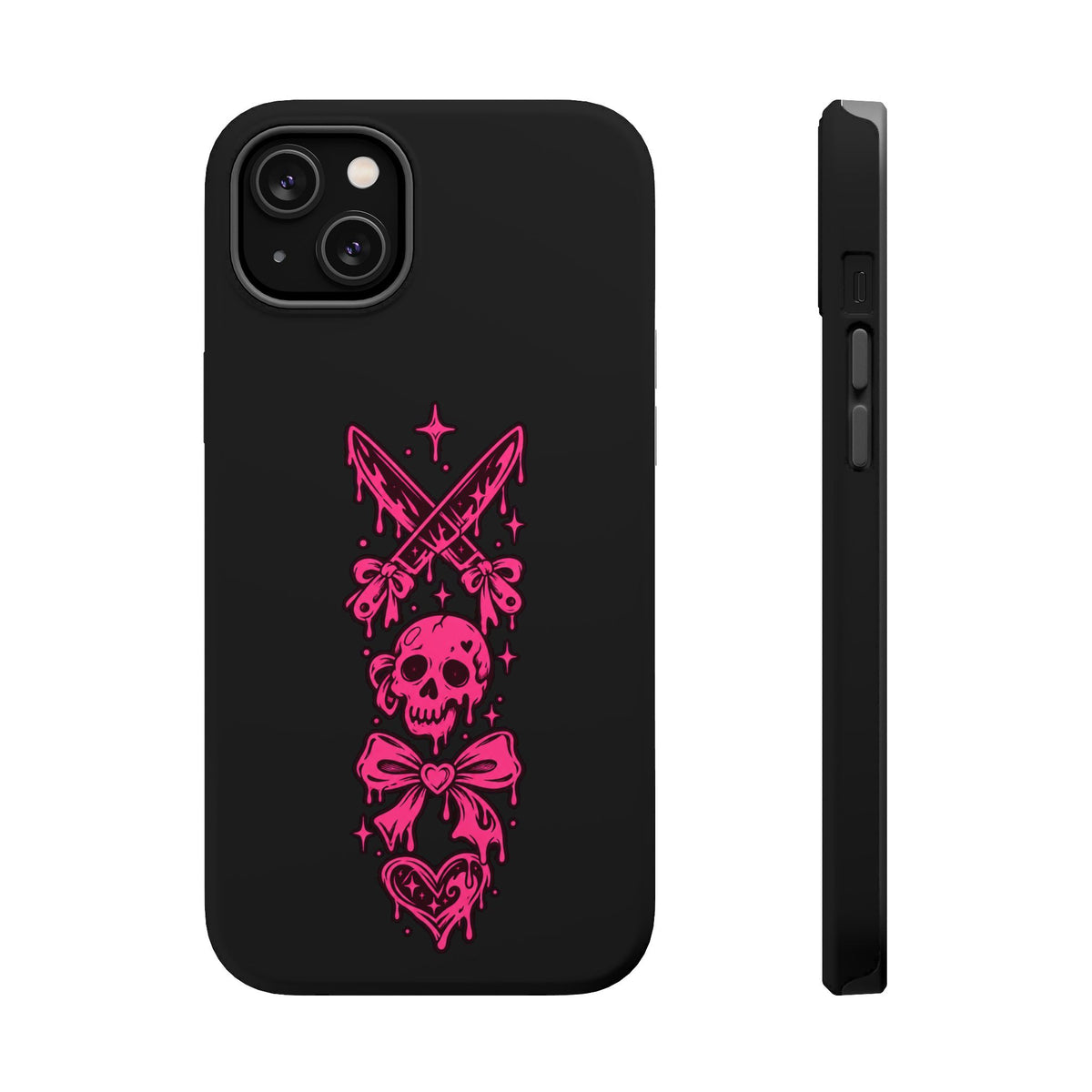 Pink Gothic Magnetic Impact Resistant Phone Case With Skull And Bows