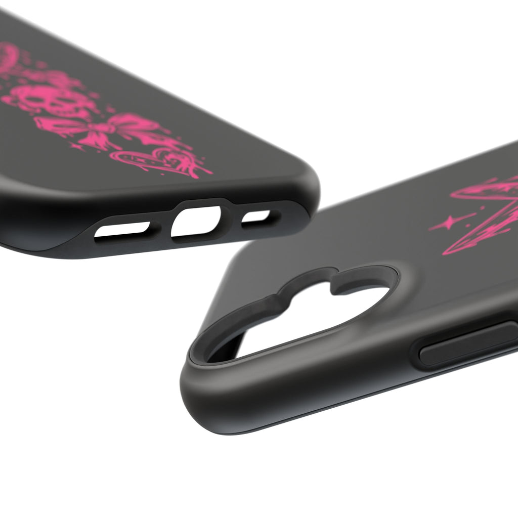 Pink Gothic Magnetic Impact Resistant Phone Case With Skull And Bows