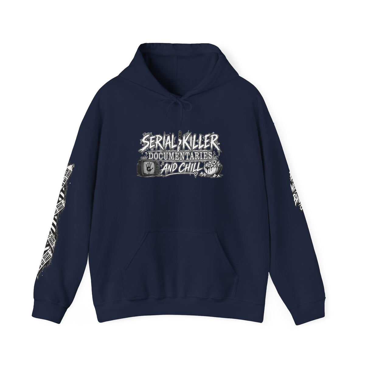 Serial Killer Documentaries and Chill Crime Scene Sleeve Hoodie