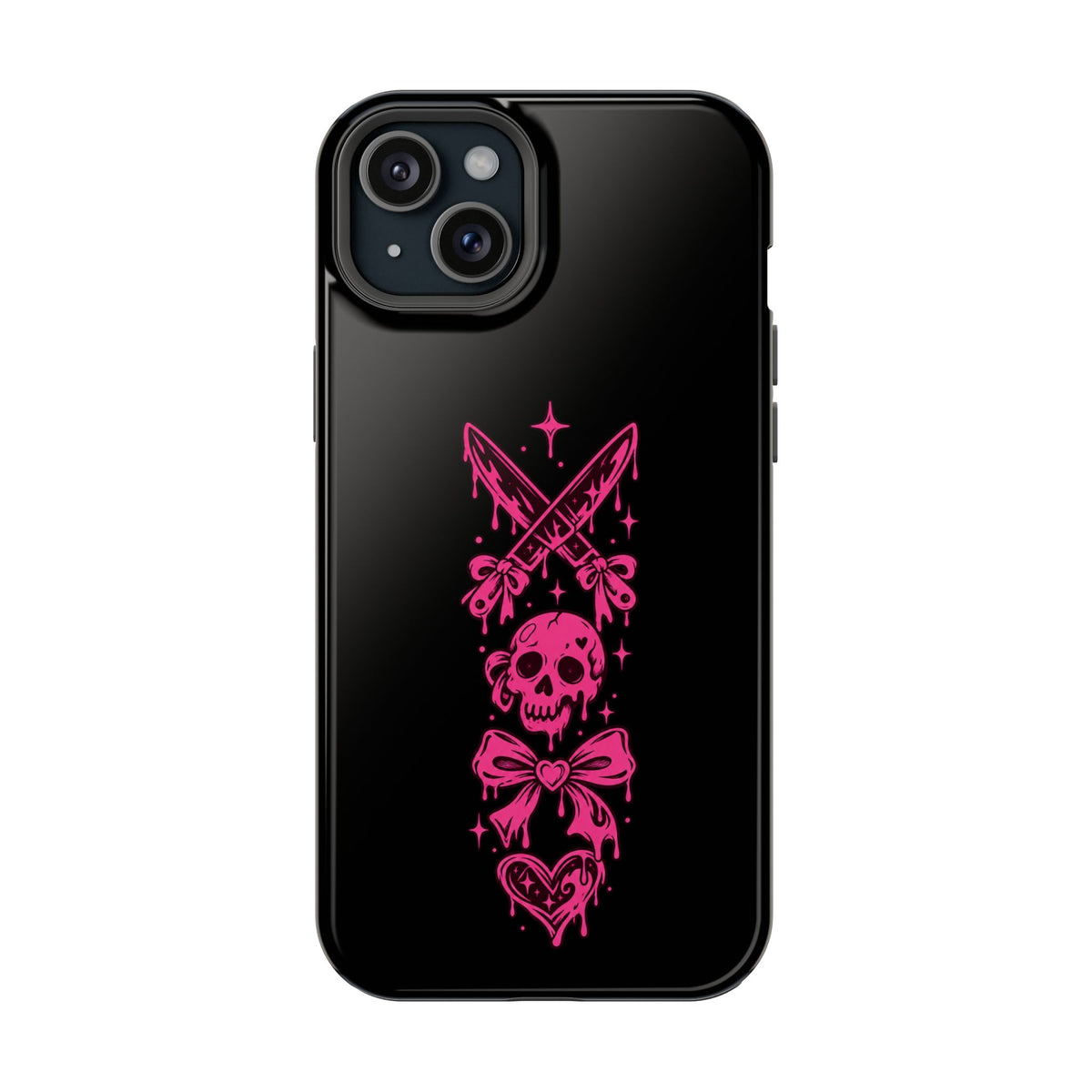 Pink Gothic Magnetic Impact Resistant Phone Case With Skull And Bows