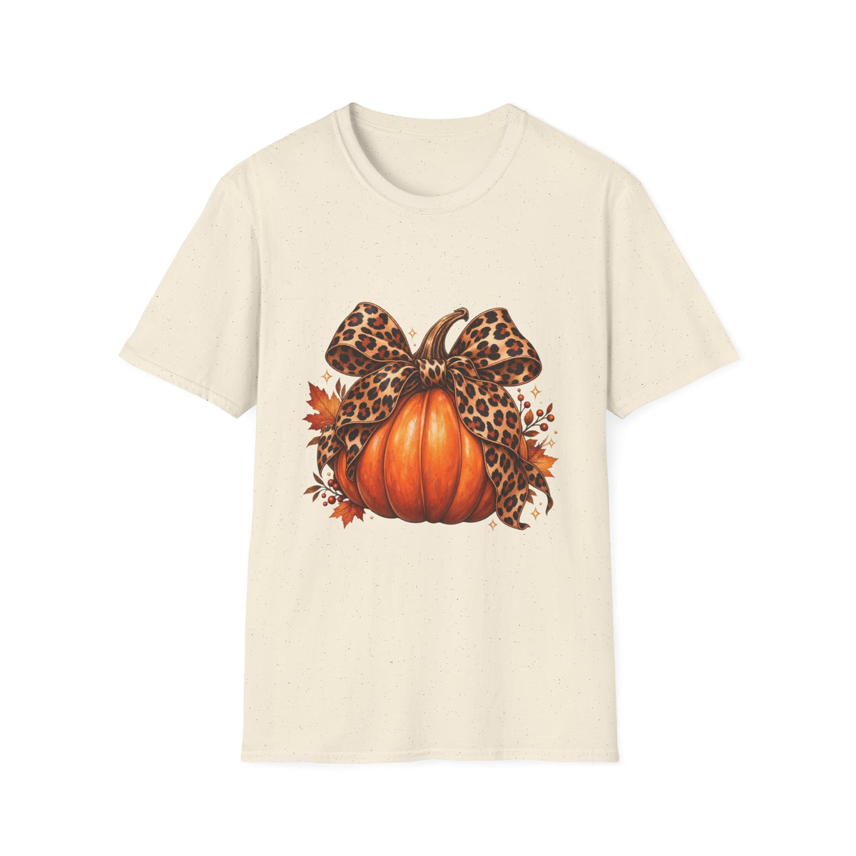 Leopard Print Bow Pumpkin Fall T Shirt Unisex Autumn Graphic Tee