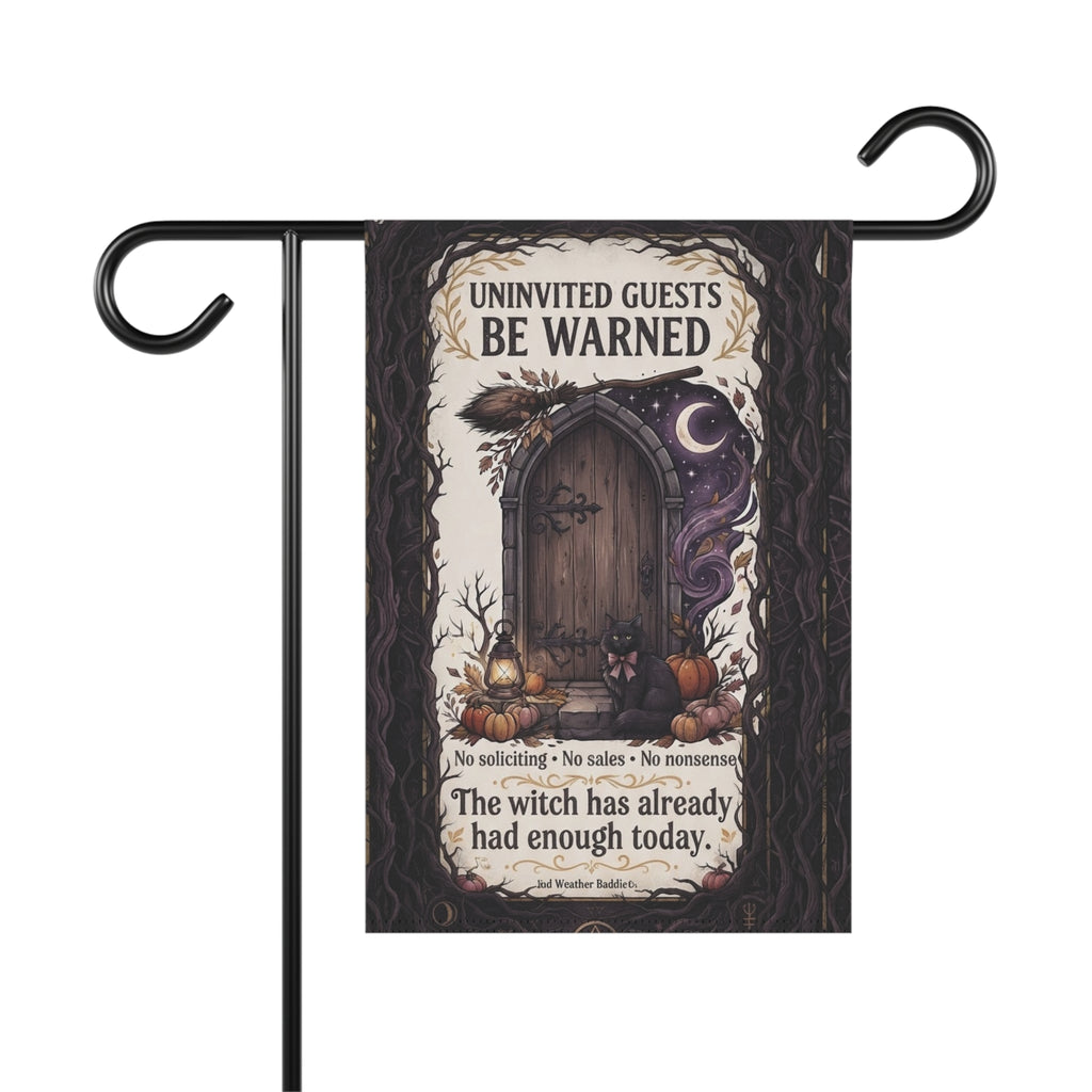 Uninvited Guests Be Warned Garden Flag | Funny Witchy No Soliciting Porch Decor