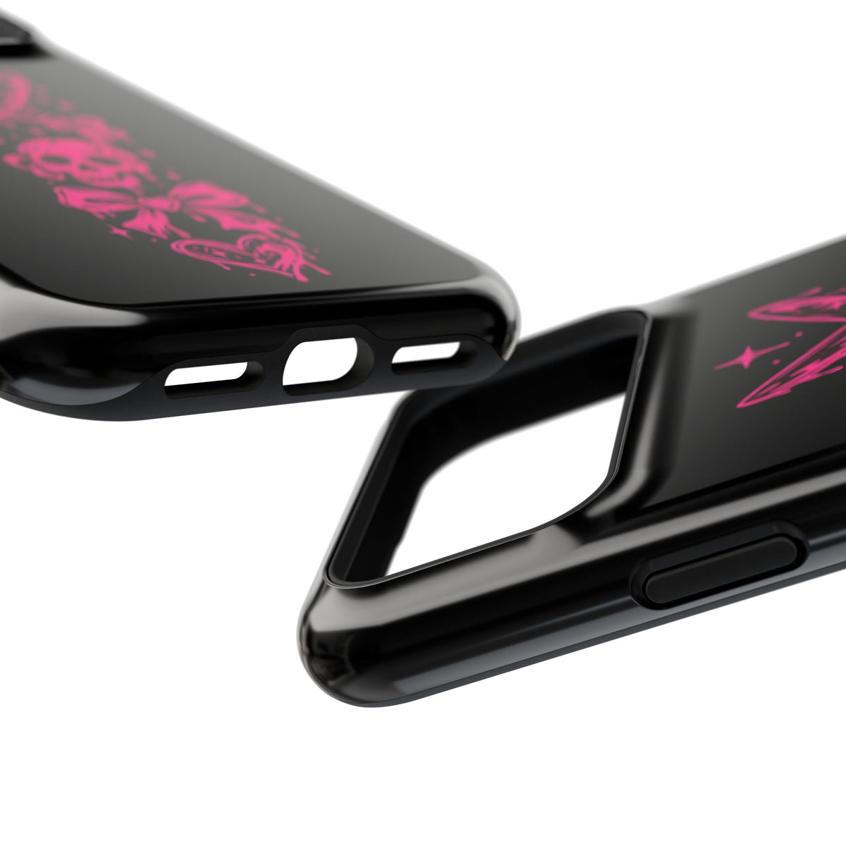 Pink Gothic Magnetic Impact Resistant Phone Case With Skull And Bows
