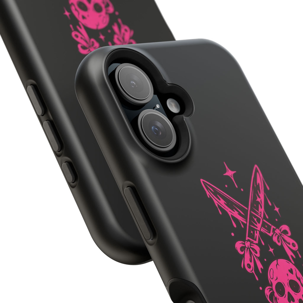 Pink Gothic Magnetic Impact Resistant Phone Case With Skull And Bows