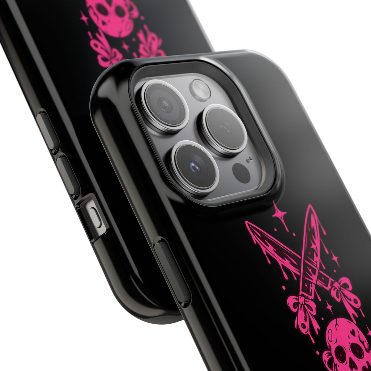 Pink Gothic Magnetic Impact Resistant Phone Case With Skull And Bows