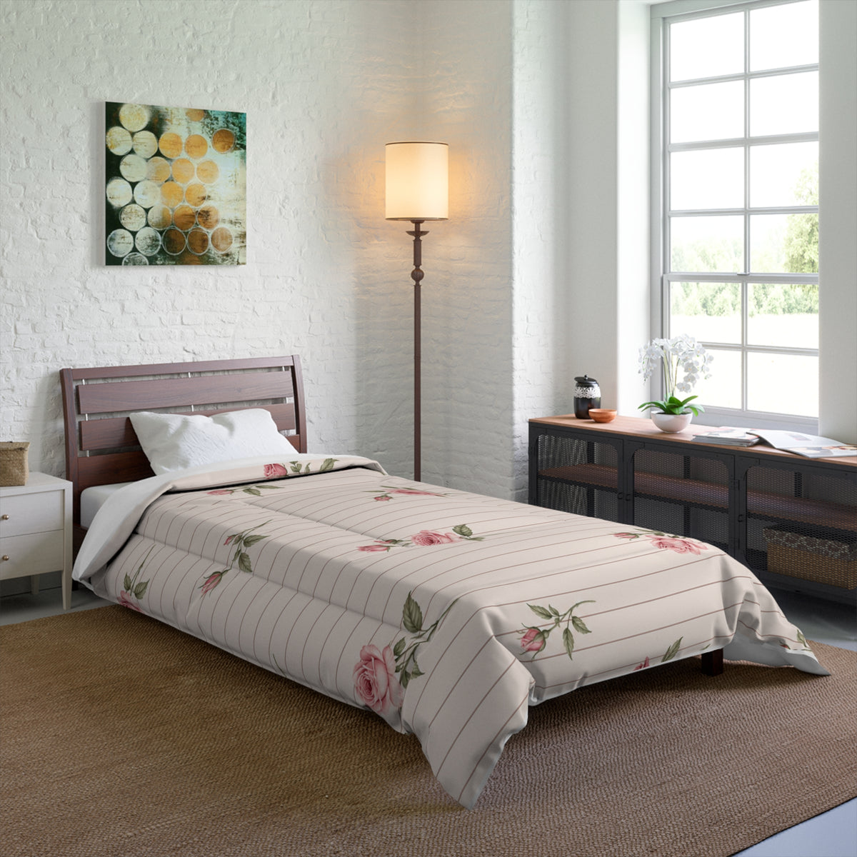 Vintage Rose Floral Comforter | Pink Cottagecore Bedding | Romantic Coquette Bedroom Decor | Floral Bedspread