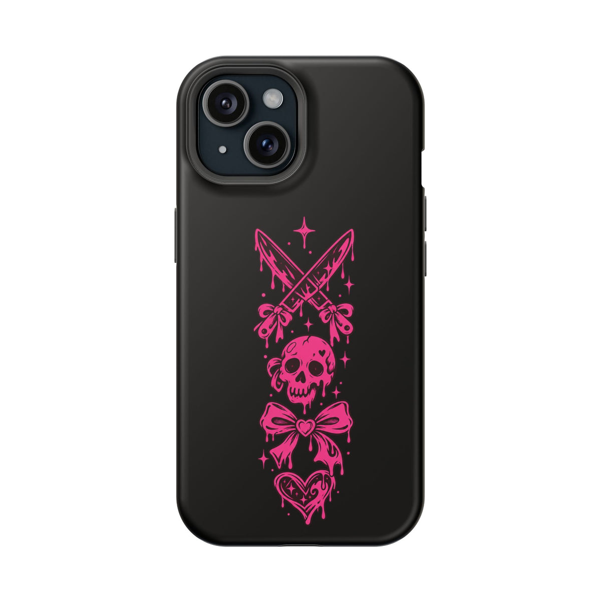 Pink Gothic Magnetic Impact Resistant Phone Case With Skull And Bows