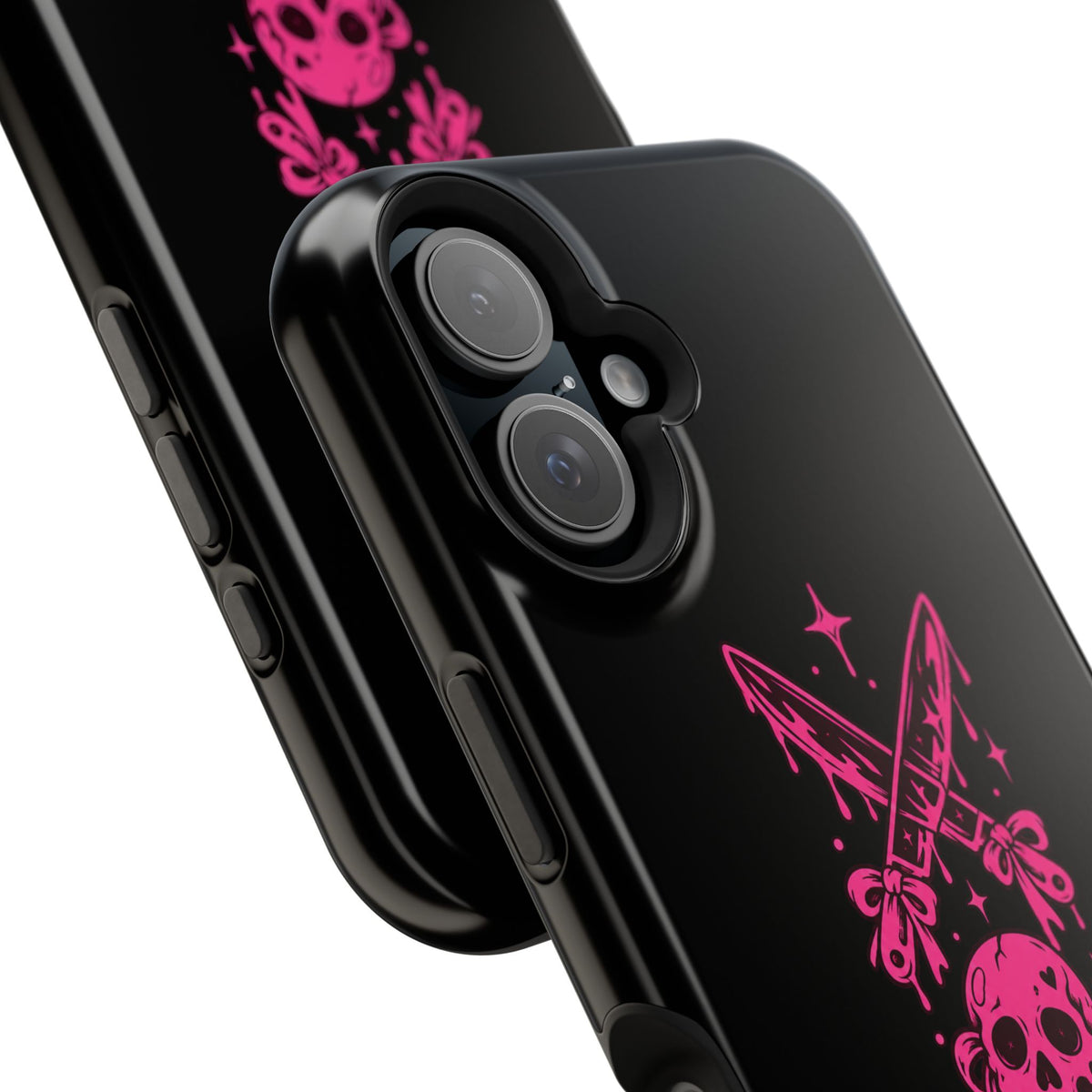 Pink Gothic Magnetic Impact Resistant Phone Case With Skull And Bows