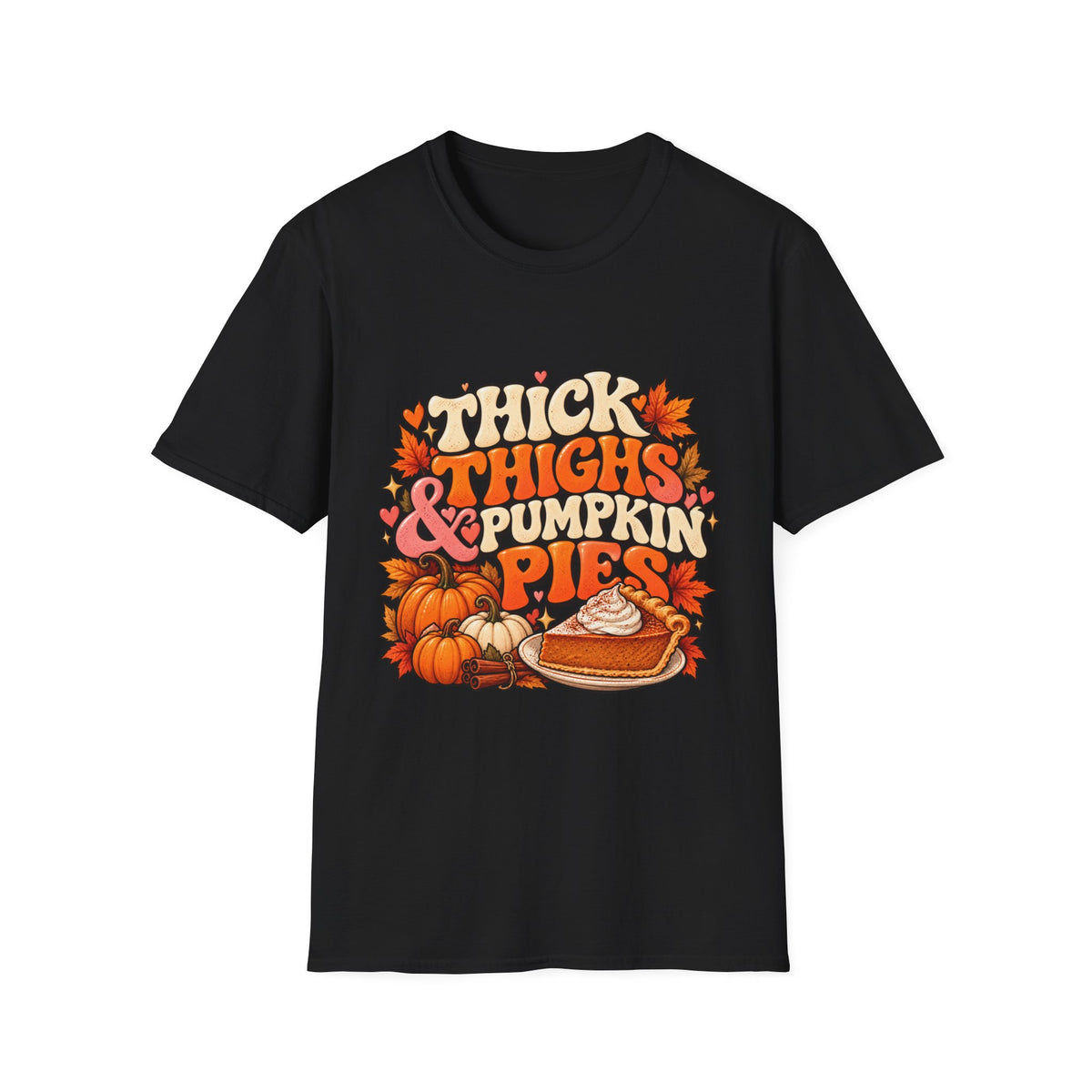 Thick Thighs And Pumpkin Pies Unisex Retro Fall T Shirt