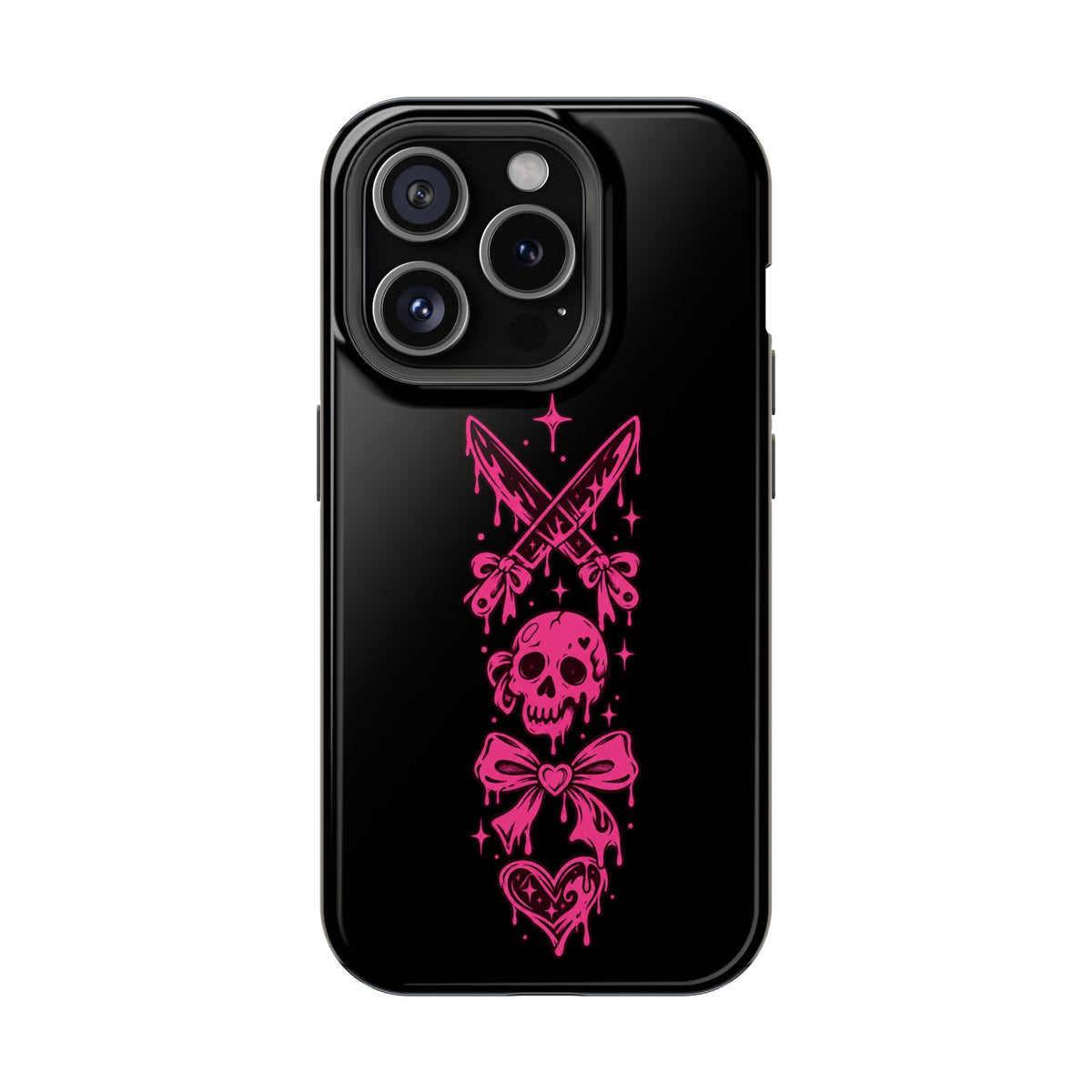 Pink Gothic Magnetic Impact Resistant Phone Case With Skull And Bows