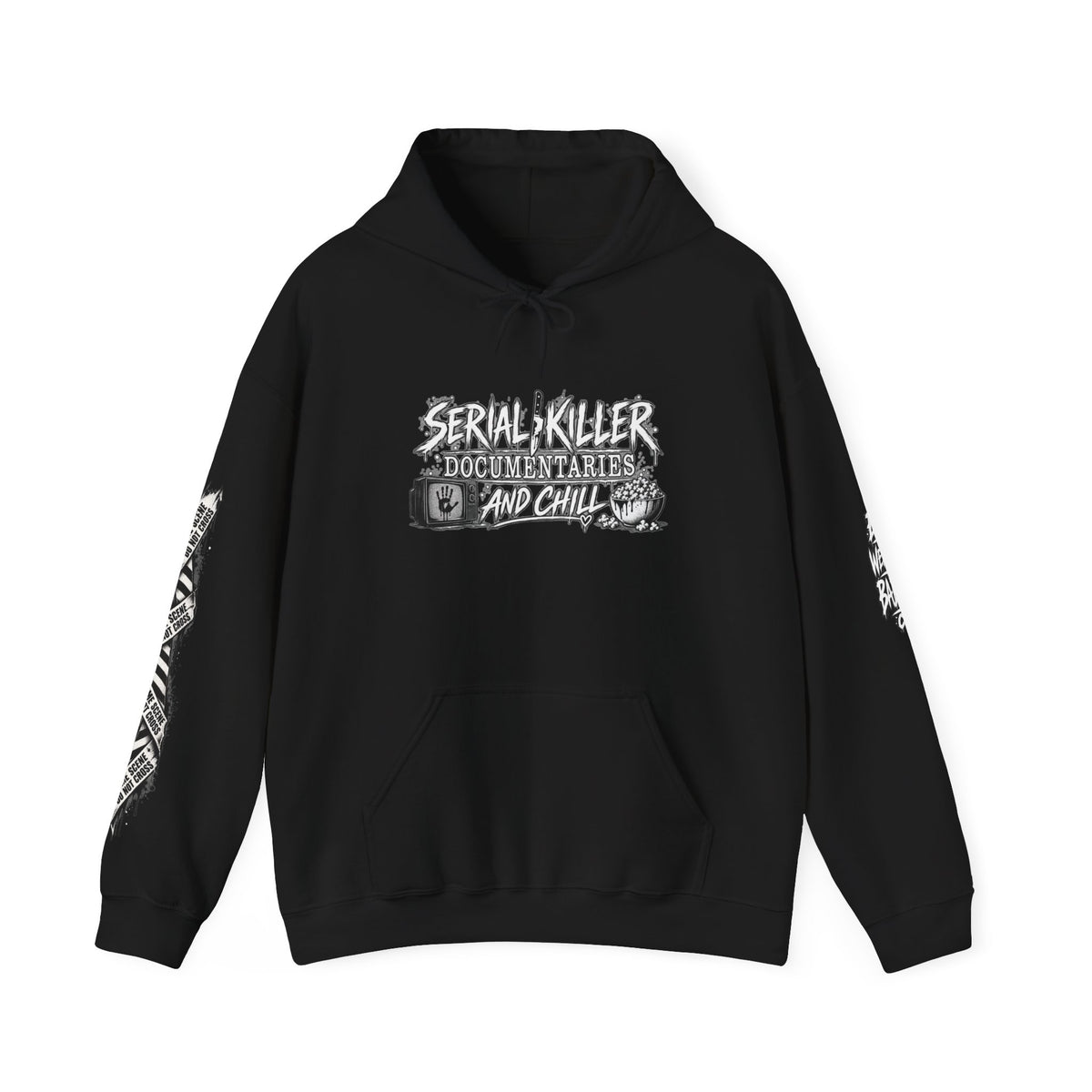 Serial Killer Documentaries and Chill Crime Scene Sleeve Hoodie