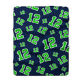 PNW 12 Fan Sherpa Fleece Blanket | Navy & Green Football Blanket | Game Day Gift | Cozy Sports Fan Throw