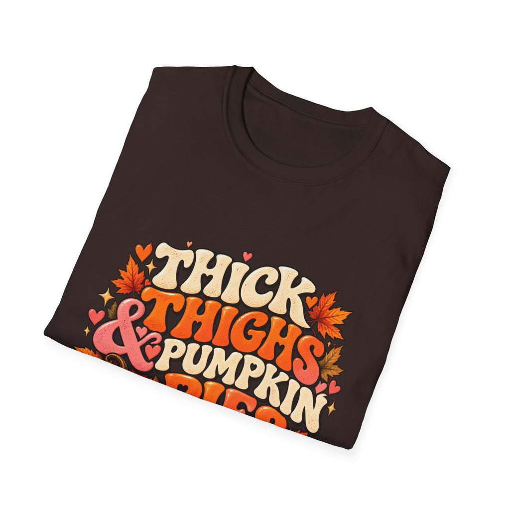 Thick Thighs And Pumpkin Pies Unisex Retro Fall T Shirt