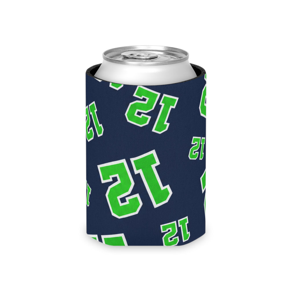 Number 12 Pattern Can Cooler – Navy & Green Sports Koozie