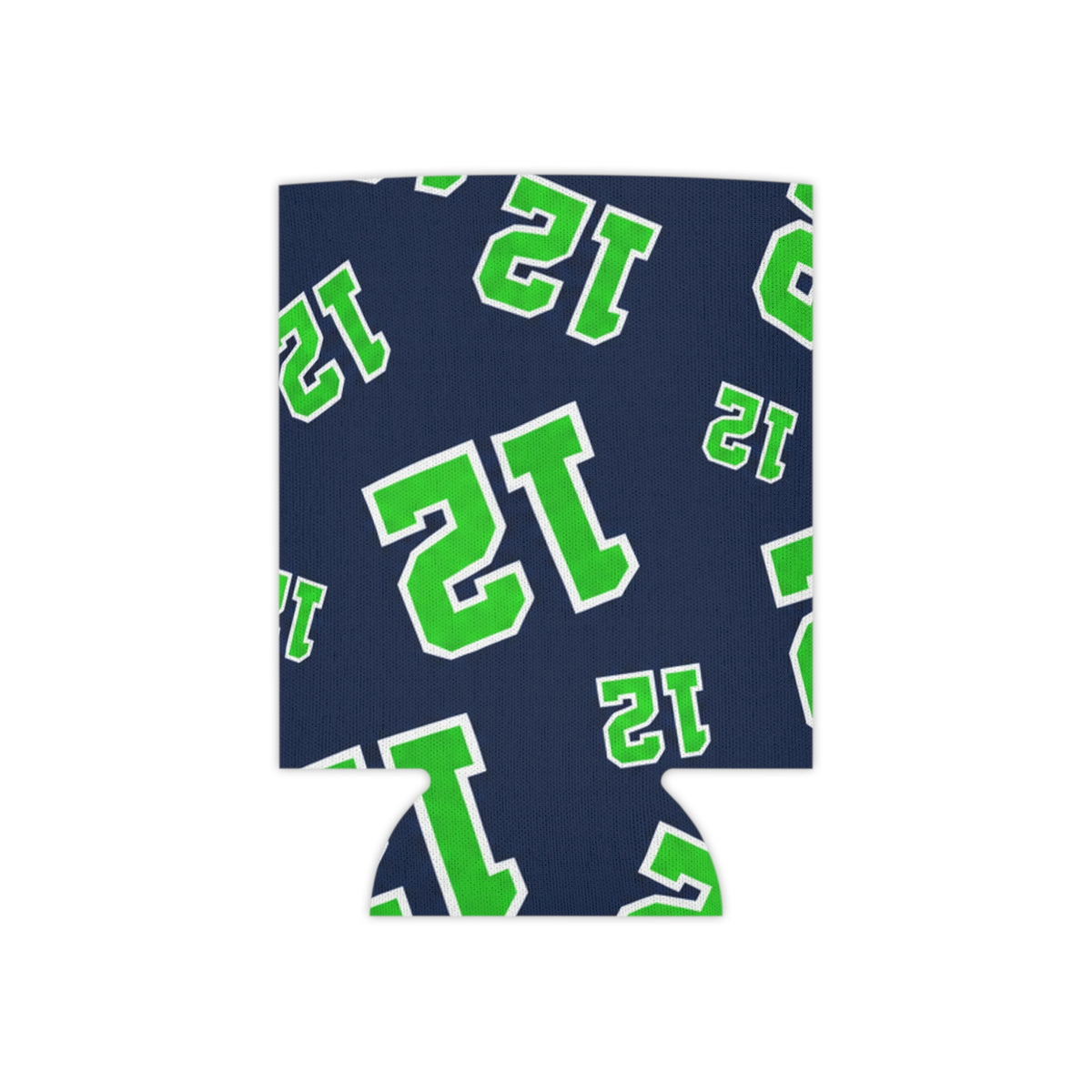 Number 12 Pattern Can Cooler – Navy & Green Sports Koozie