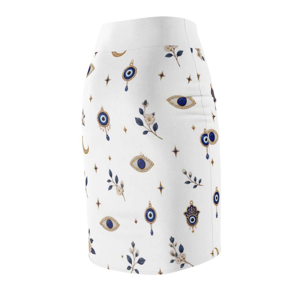 Celestial Evil Eye Pencil Skirt