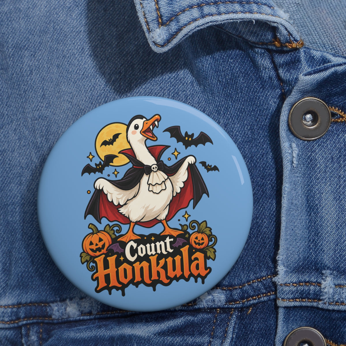 Count Honkula 3 Inch Halloween Vampire Goose Pin Button for Jackets