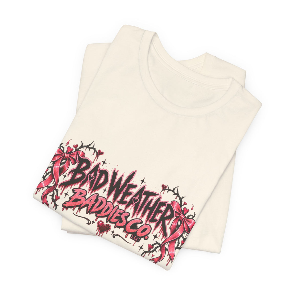 Bad Weather Baddies Co Gothic Pink Bow Signature Graphic Tee