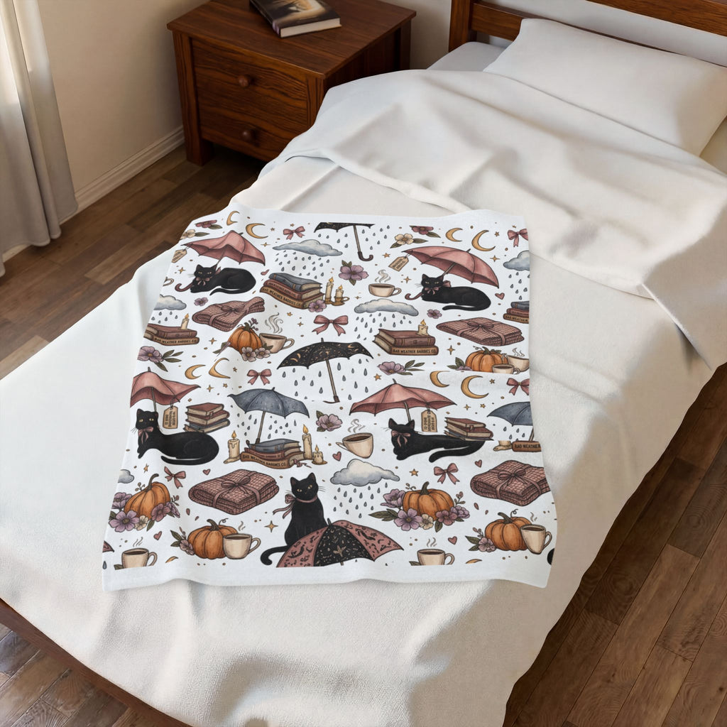 Witchy Black Cat Plush Blanket