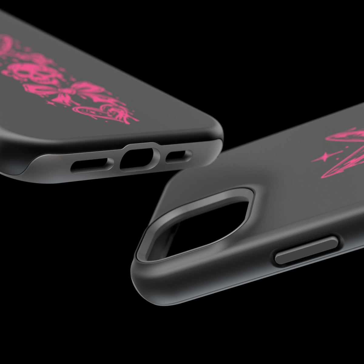 Pink Gothic Magnetic Impact Resistant Phone Case With Skull And Bows