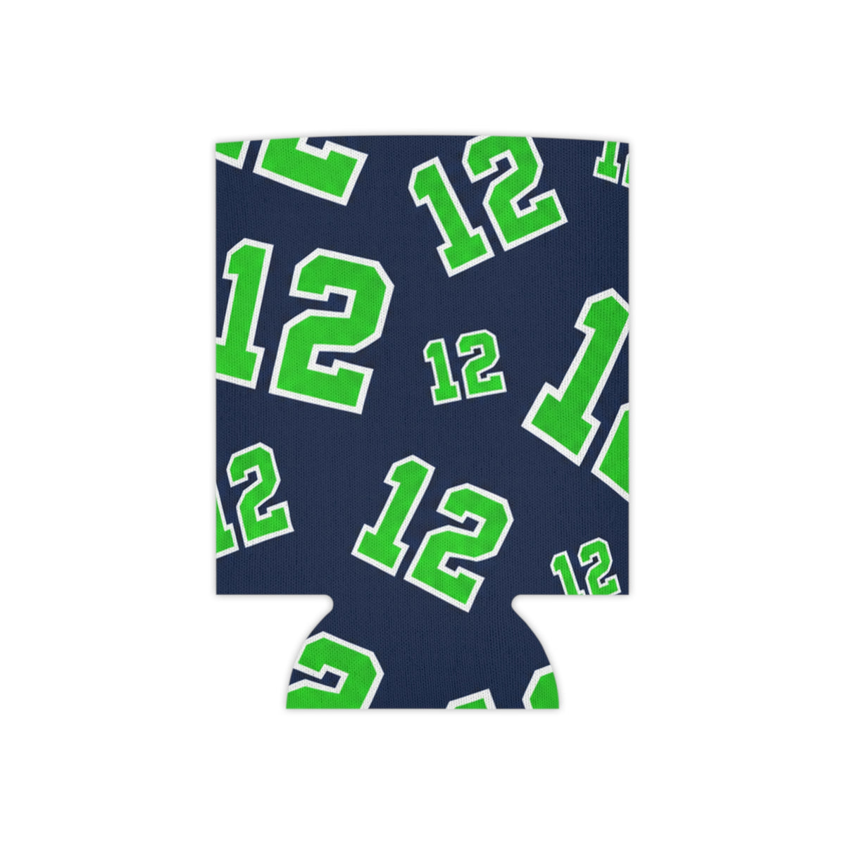 Number 12 Pattern Can Cooler – Navy & Green Sports Koozie