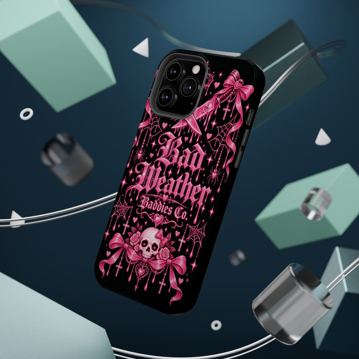 Pink Gothic Magnetic Phone Case With Impact Resistant Protection