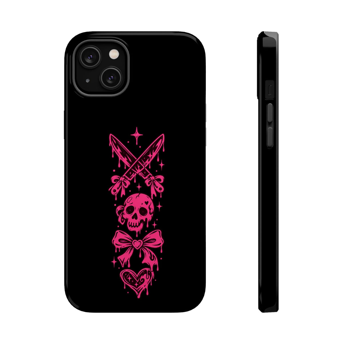 Pink Gothic Magnetic Impact Resistant Phone Case With Skull And Bows