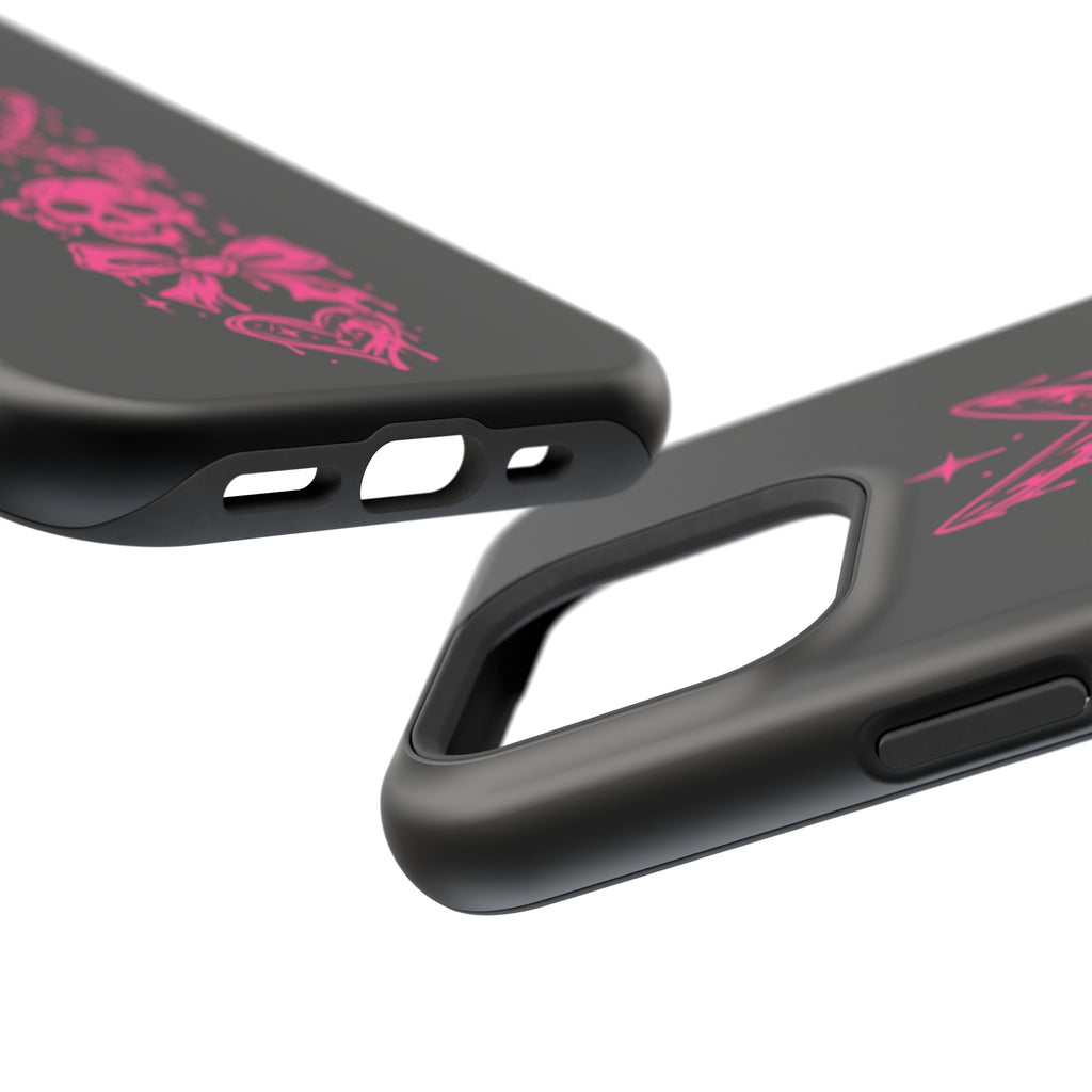 Pink Gothic Magnetic Impact Resistant Phone Case With Skull And Bows