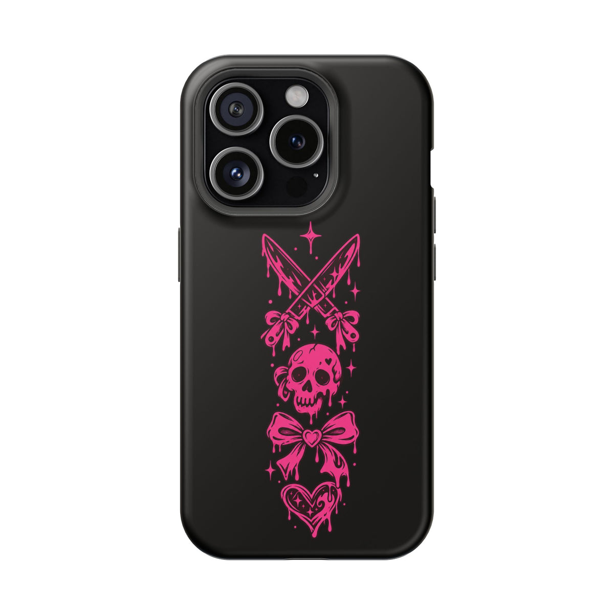 Pink Gothic Magnetic Impact Resistant Phone Case With Skull And Bows