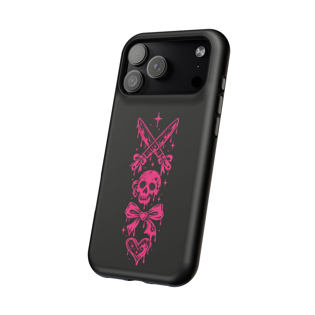 Pink Gothic Magnetic Impact Resistant Phone Case With Skull And Bows